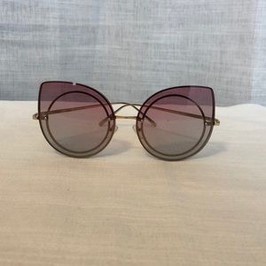 Burgundy and green lens sunglasses